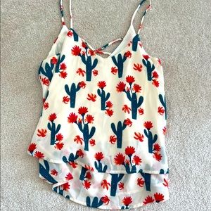 Small Cactus Print Flowy Tank